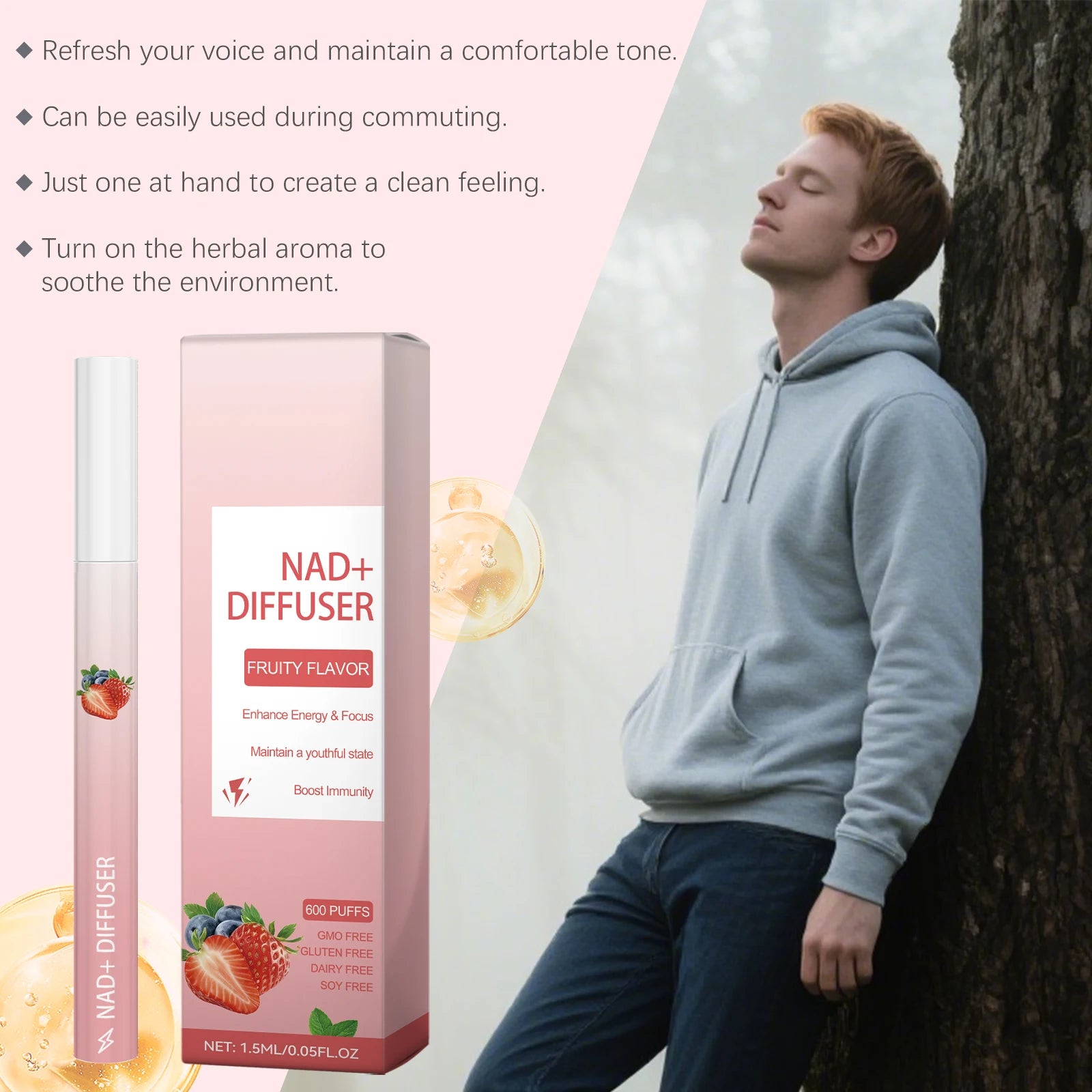 Herbal Energy Stick Aromatherapy Pen - Boost Focus, Relieve Fatigue, Improve Vitality & Breathing NAD+ Diffuser Relax Energy Pen