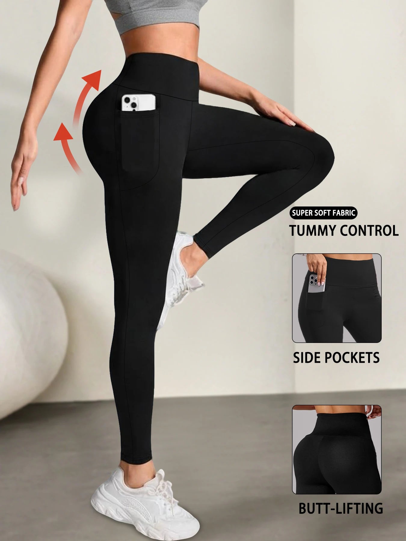 Women's Super Soft Leggings with Pockets, High Waisted Tummy Control for Yoga Workout and Casual Lounge Wear Comfort