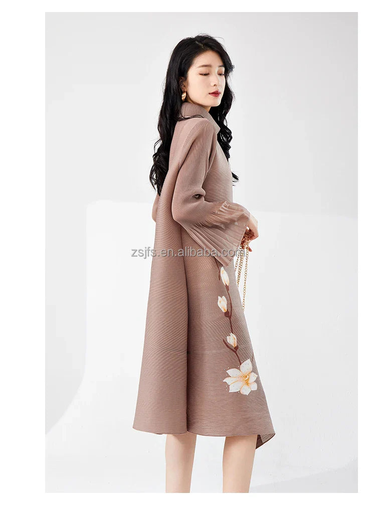 Elegant Pleated Loose Maxi Dress