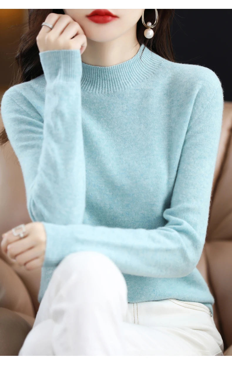 Merino Wool Mock Neck Pullover