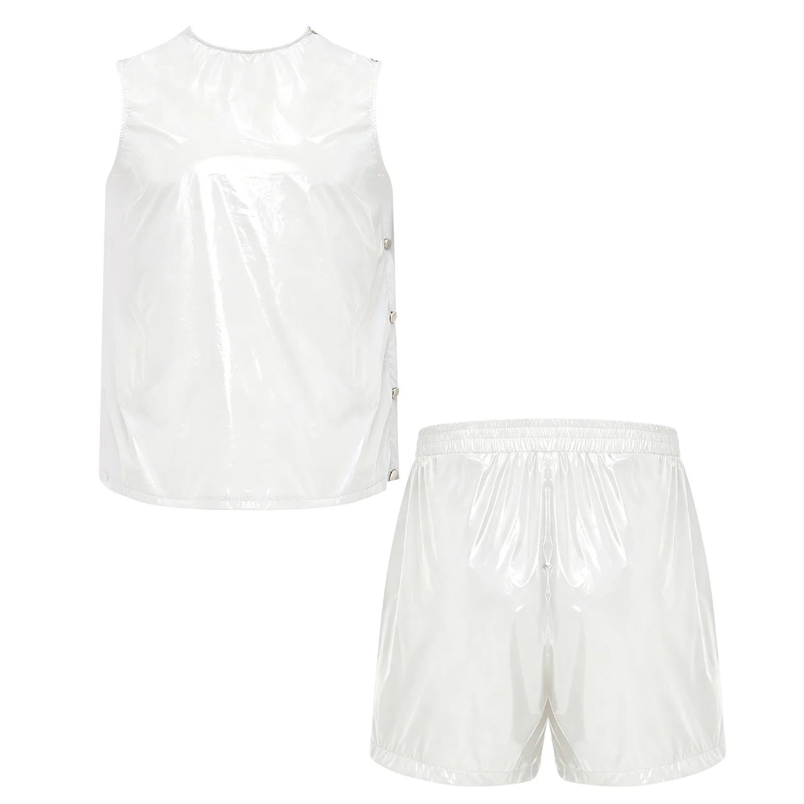 Mens Special Needs Waterproof Sweat Tracksuit Tank Tops And Sides Buttons Boxer Shorts Two Pieces Outfit Adaptive Clothing