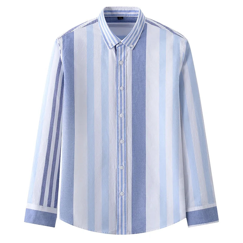 Striped Plaid Cotton Slim Shirt