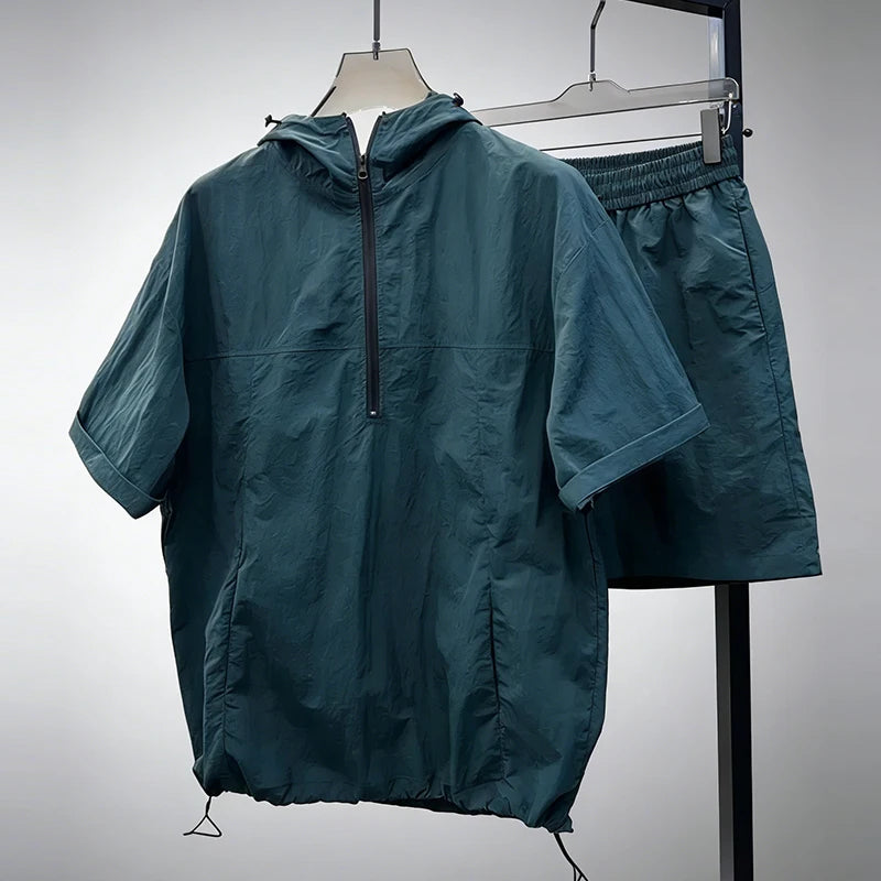 Men's Two-piece Sportswear Short Sleeved T-shirt and Pants Set Running and Fitness Sportswear Male Summer Men Tracksuit Oversize
