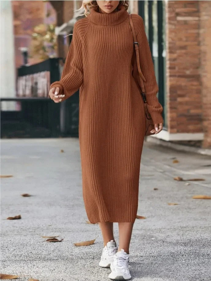Knitted Turtleneck Sweater Dress