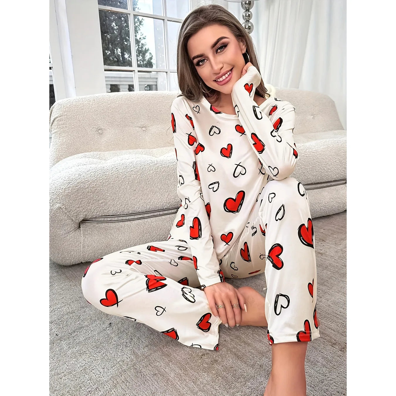 Printed Long Sleeve Pajama Set