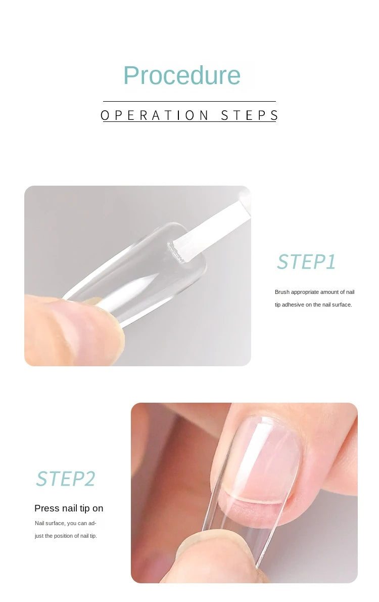 Strong Nail Glue for Acrylic Nail Tips-Fake, Brush On, Quick Dry, Easy Application Durable & Long-Lasting Fast Glue False Nails