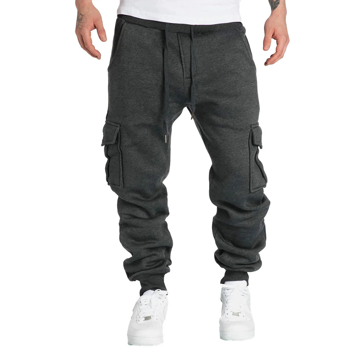 New Mens Sweatpants Straight Fit Joggers for Sports and Streetwear Loose Oversized Drawstring Long Pants Men Multi-pocket Pants
