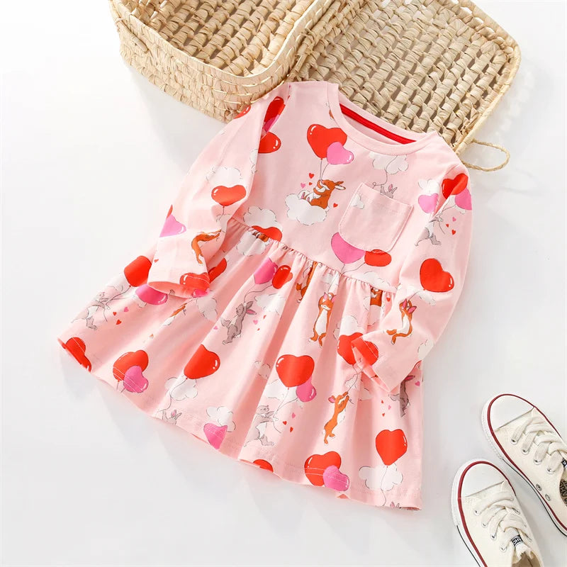 Floral Button Princess Girls Dress