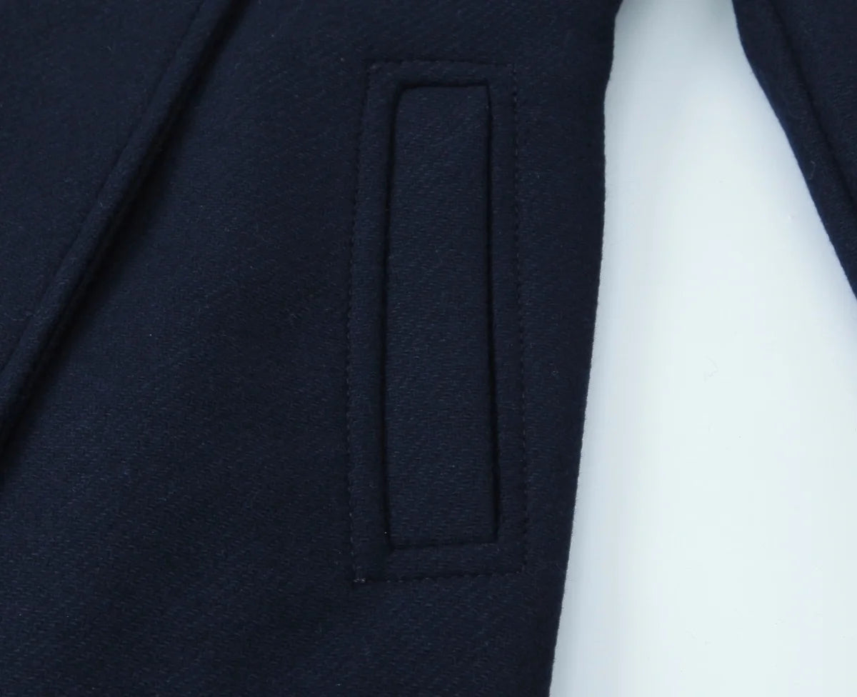 Retro Black Wool Long Coat