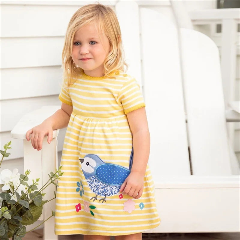 Dinosaur Embroidered Summer Girls Dress