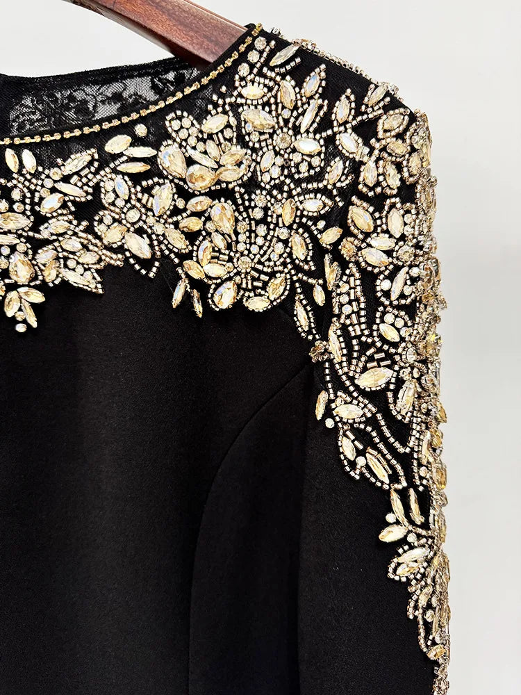 Elegant Beaded Straight Midi Dress