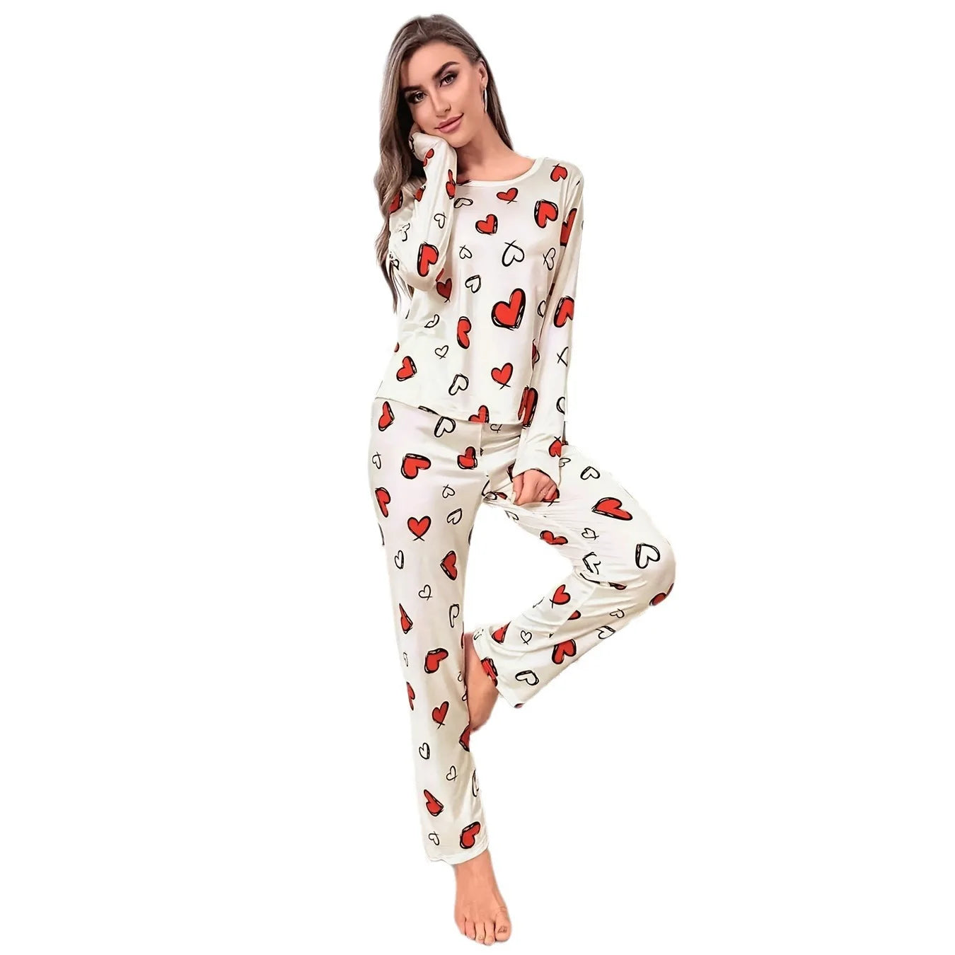 Printed Long Sleeve Pajama Set