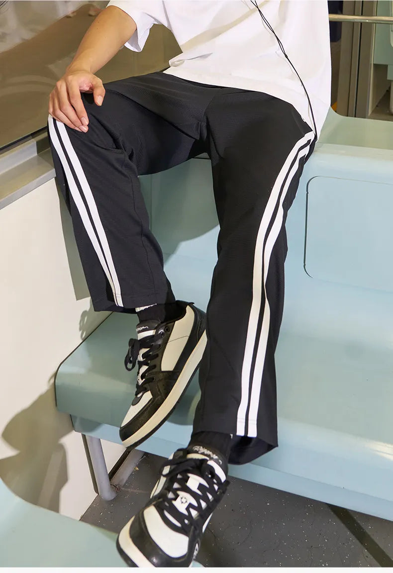 RIGORER 2026 New Straight Joggers Men Jogging Sweatpants Sportswear Knit Tracksuit Sports Pants Trousers Wide Leg Clothing