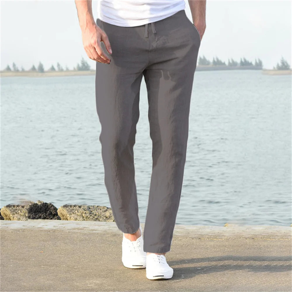 Cotton Linen Casual Straight Pants