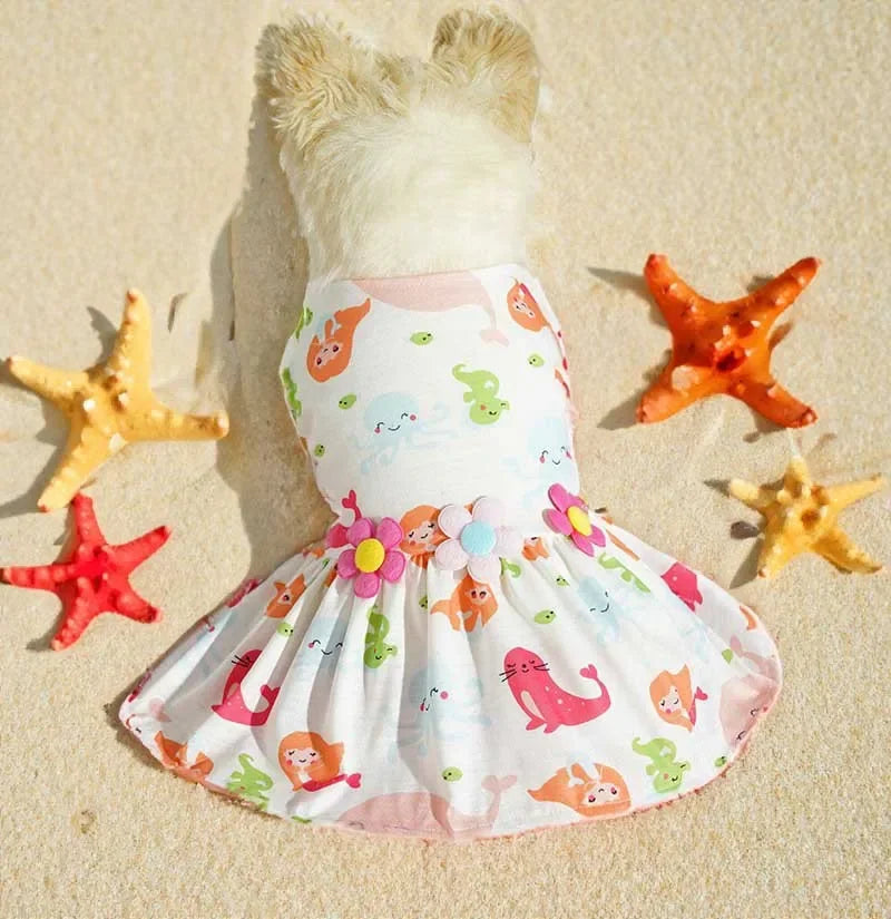 Adorable Printed Puppy Summer Dress