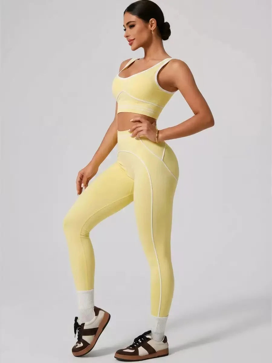 Women Yoga Set Sports Bra High Waist Leggings Gym Workout Fitness Activewear Stretch 2 Piece Suit