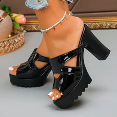 *Fashionable Comfortable Elegant Fashion High Heels Slippers Summer New Round Headed Fish Mouth Sexy Casual Slippers for Women