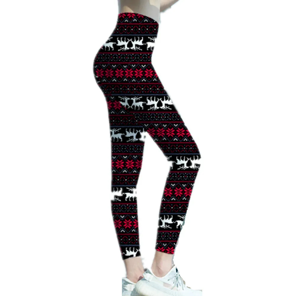 Christmas Leggings  Fashion Milu Deer Printing Festival Ultra Soft Brushed Pants Ankle Length Black Deals