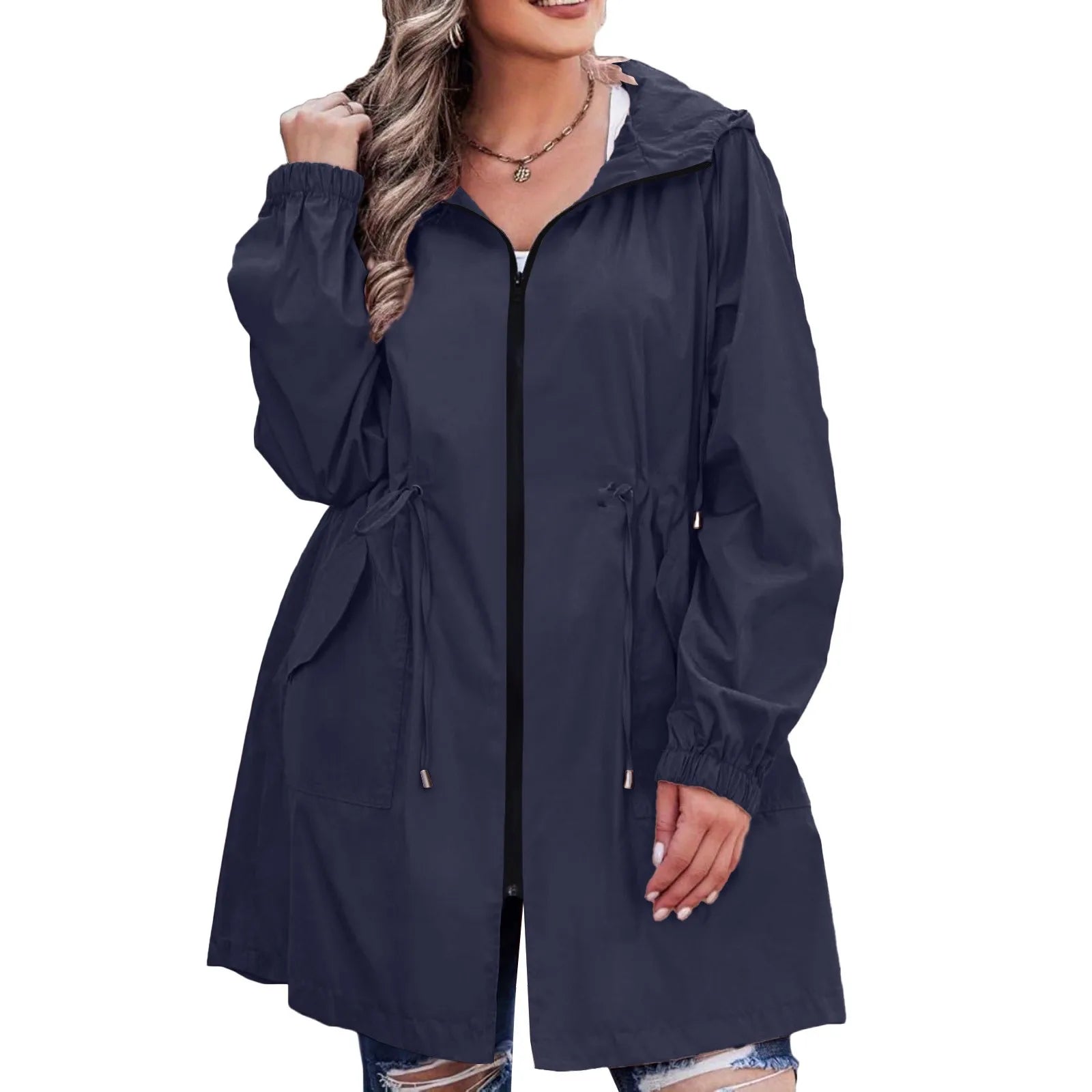 Women Trench Coat New Spring Autumn Jacket Casual Long Sleeve Hooded Mid Long Windbreaker Female Overcoat High-Quality Coats