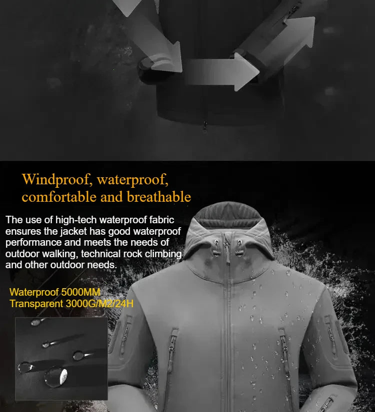 Winter Autumn Fleece Thermal Waterproof Suit Men Jacket Tactical Outdoor Fishing Hiking Camping Tracksuits Coat