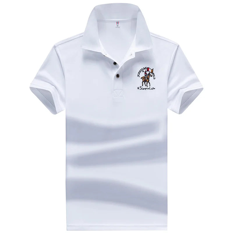 Polo Shirt Men Summer New Men's Short-Sleeved Polo Shirt Mens Embroidery Synthetic Fiber Fabric Youth Casual Business Polo Shirt
