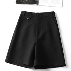 Suit Shorts Women's Summer New High-waist Slim Mid-pants A-line Wide-leg Pants