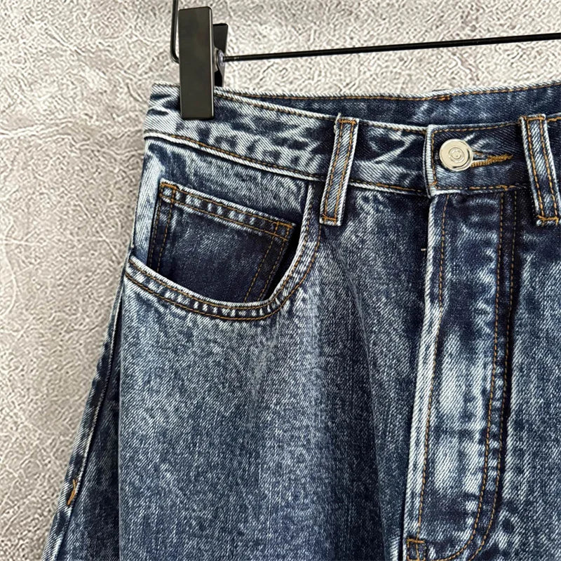 High Waist Straight Denim Pants