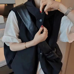 Women Hooded Vests Coats Single Breasted Loose Casual Tops Spring Autumn Korean Simple All-match Breathable Waistcoat