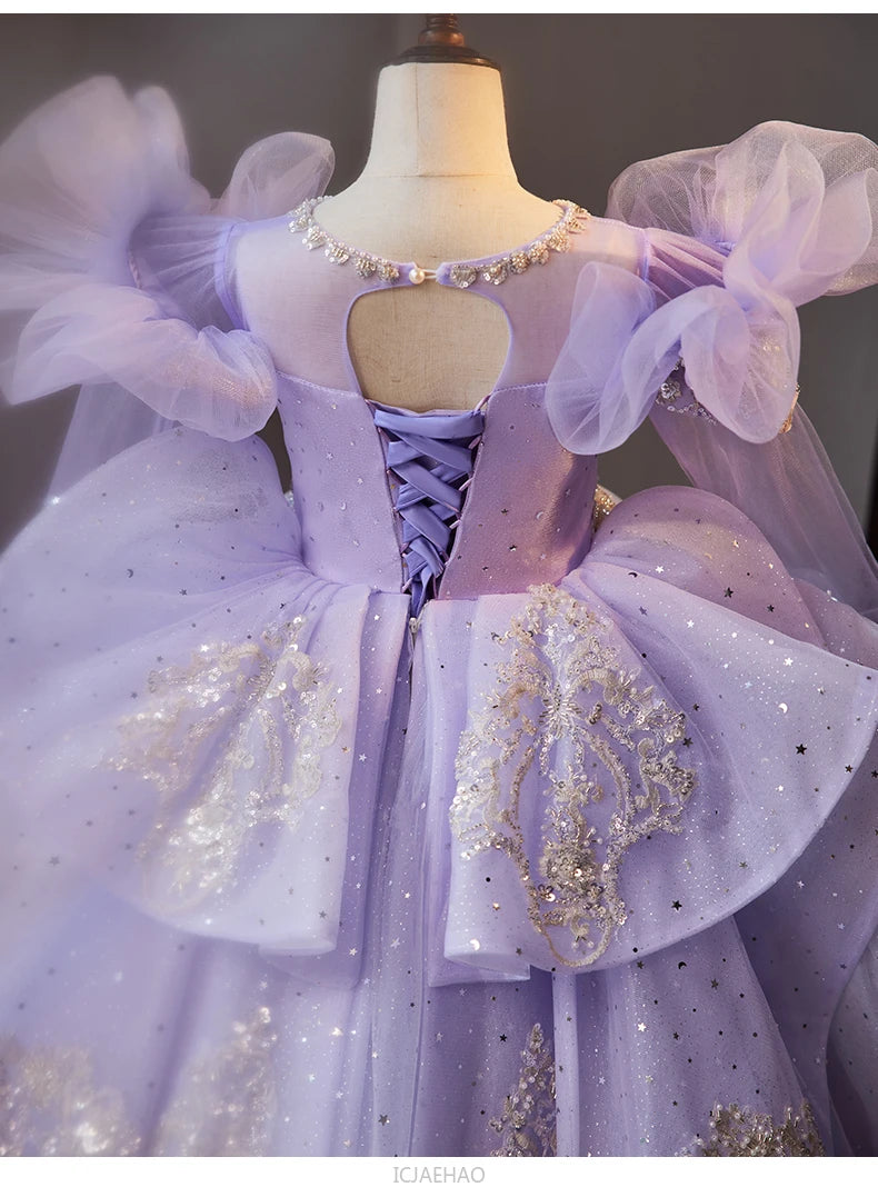 Wed Dress 2024 Flower Girl Wedding Dresses Costume Children Girls Birthday Party Princess Gown Vestido Kids Host Piano Outfit