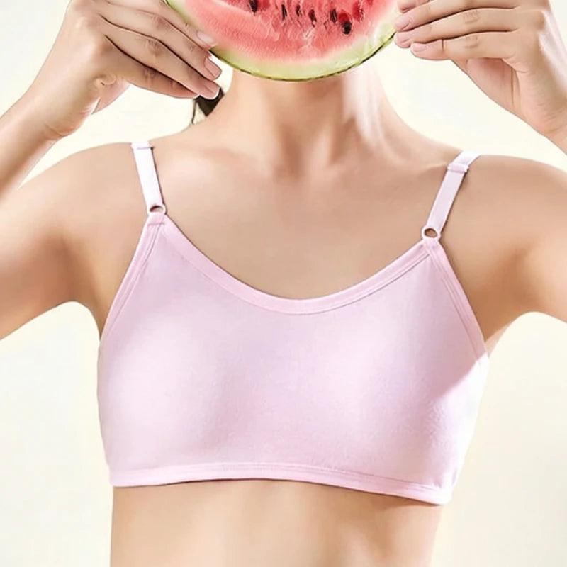 Cotton Sports Training Bras Casual Back Buckle Teenage Lingerie No Steel Rings Sports Bra Elastic Breathable Student Underwear