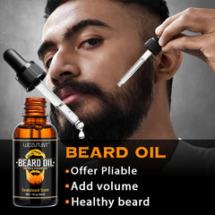 Men Beard Grooming Gift Kit Deep Cleansing Wash and Conditioner Moisturizing Nourishing Beard Oil Styling Butter for Beards Care