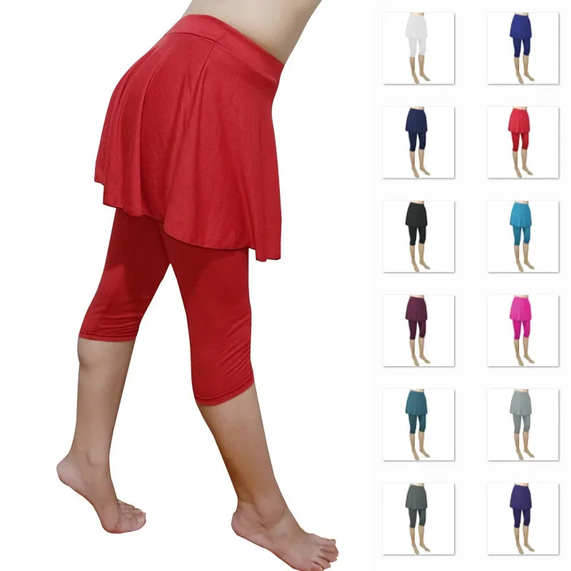 Women Leggings Skirt Tennis Pants Spandex Sports Elastic Cropped Culottes Legins Yoga Pants Women's Sports Fitness Leggings