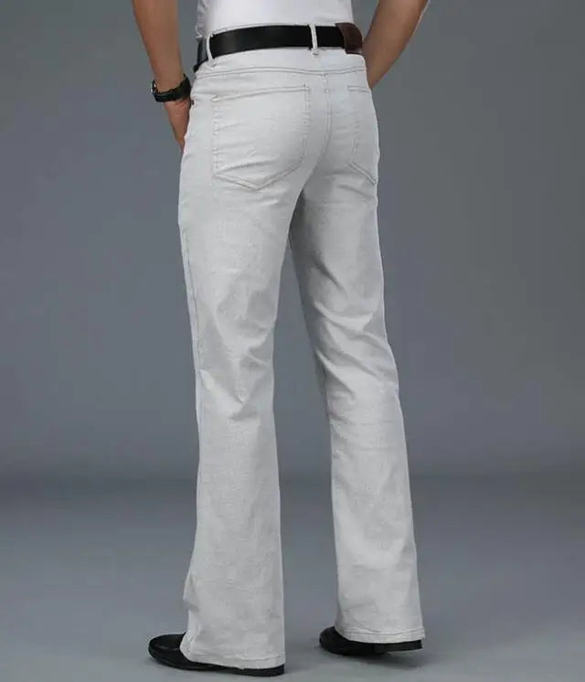 Men's Beige Loose Jeans Fashion Denim Pants For Men Casual Wide Leg Trousers Flared Jeans