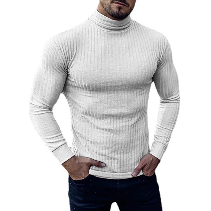 Slim Ribbed Turtleneck Pullover