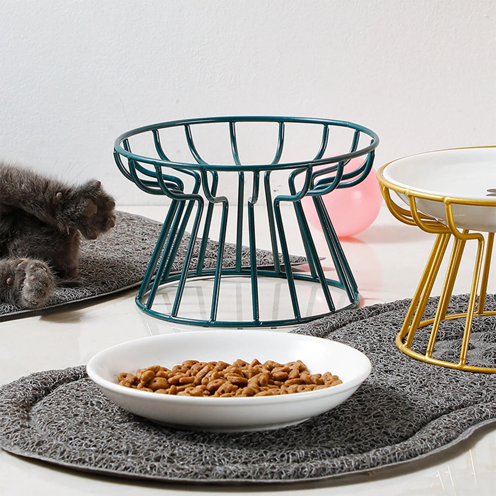 Pet Ceramic Bowl Nordic High Footed Ceramic Cat Food Bowl Snack Can Plate Anti Overturning Kitten Puppy Food Water Feeding Bowl