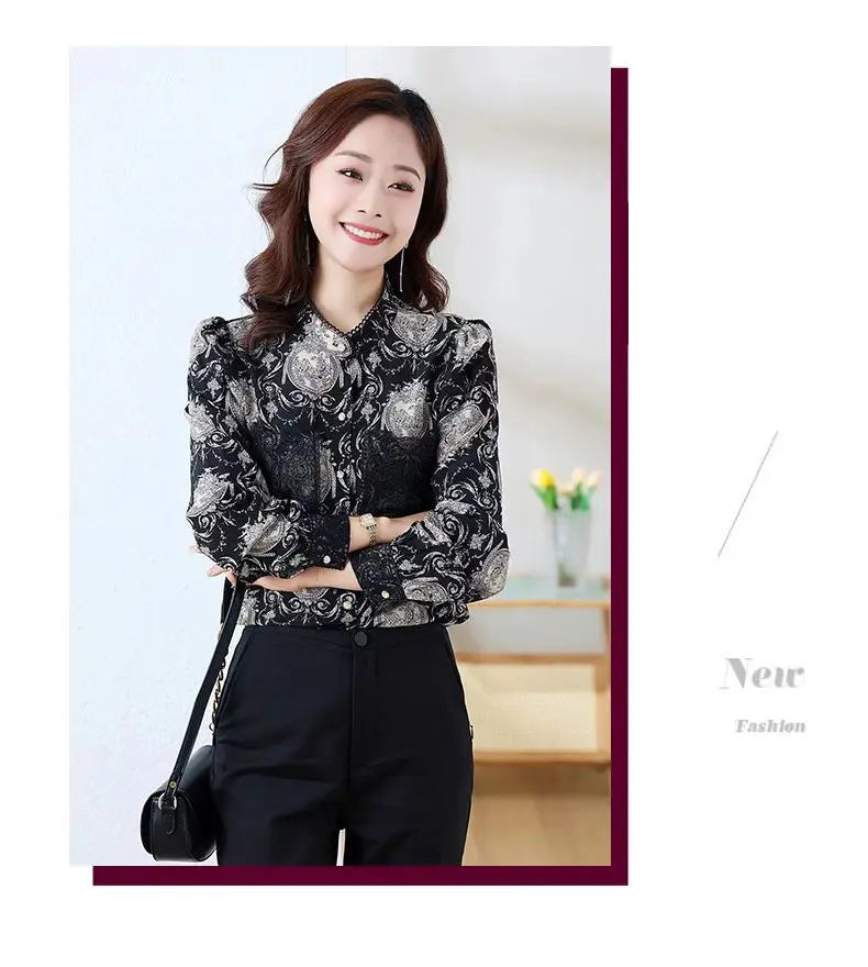 Printed Satin Commuter Shirt Women