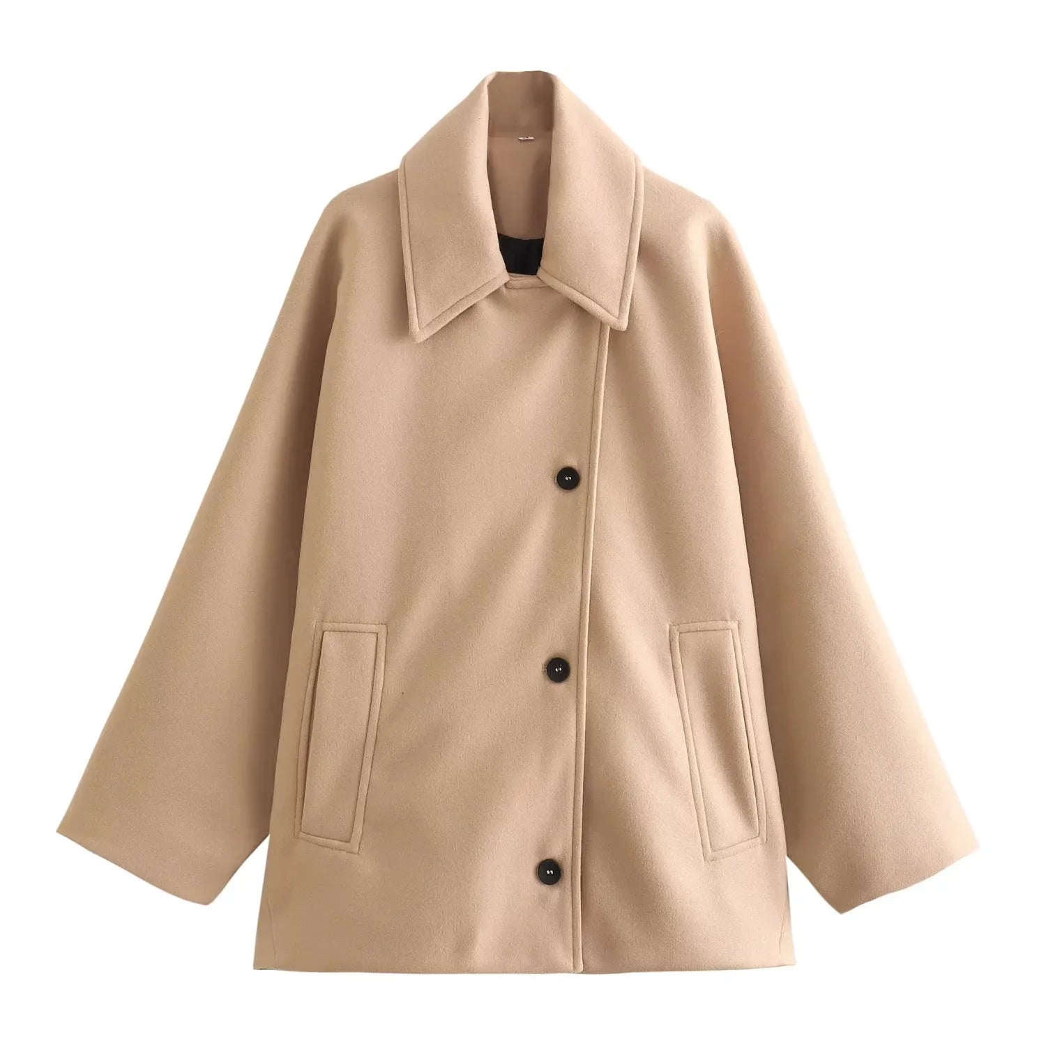 HXAO Woman Winter Coats Faux Wool Coats And Mixtures Oversized Long Coat Women Autumn Long Sleeve Solid Coats Casual Warm Parkas