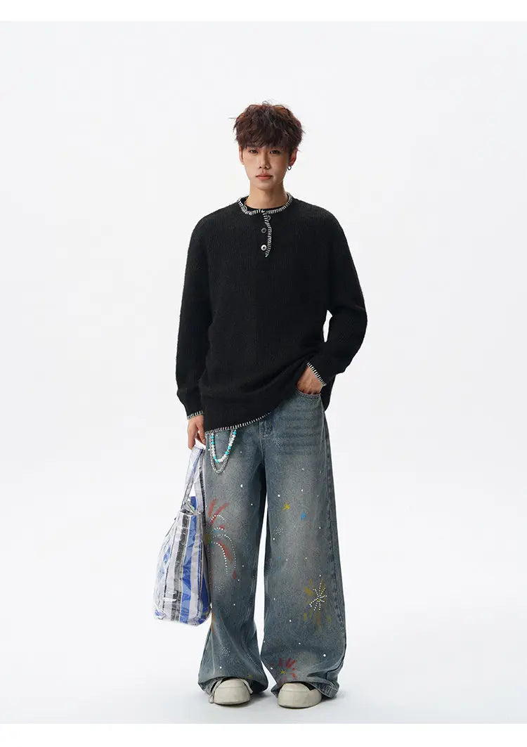 Korean Button Knit Pullover