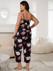 Floral V Neck Capri Pajama Set