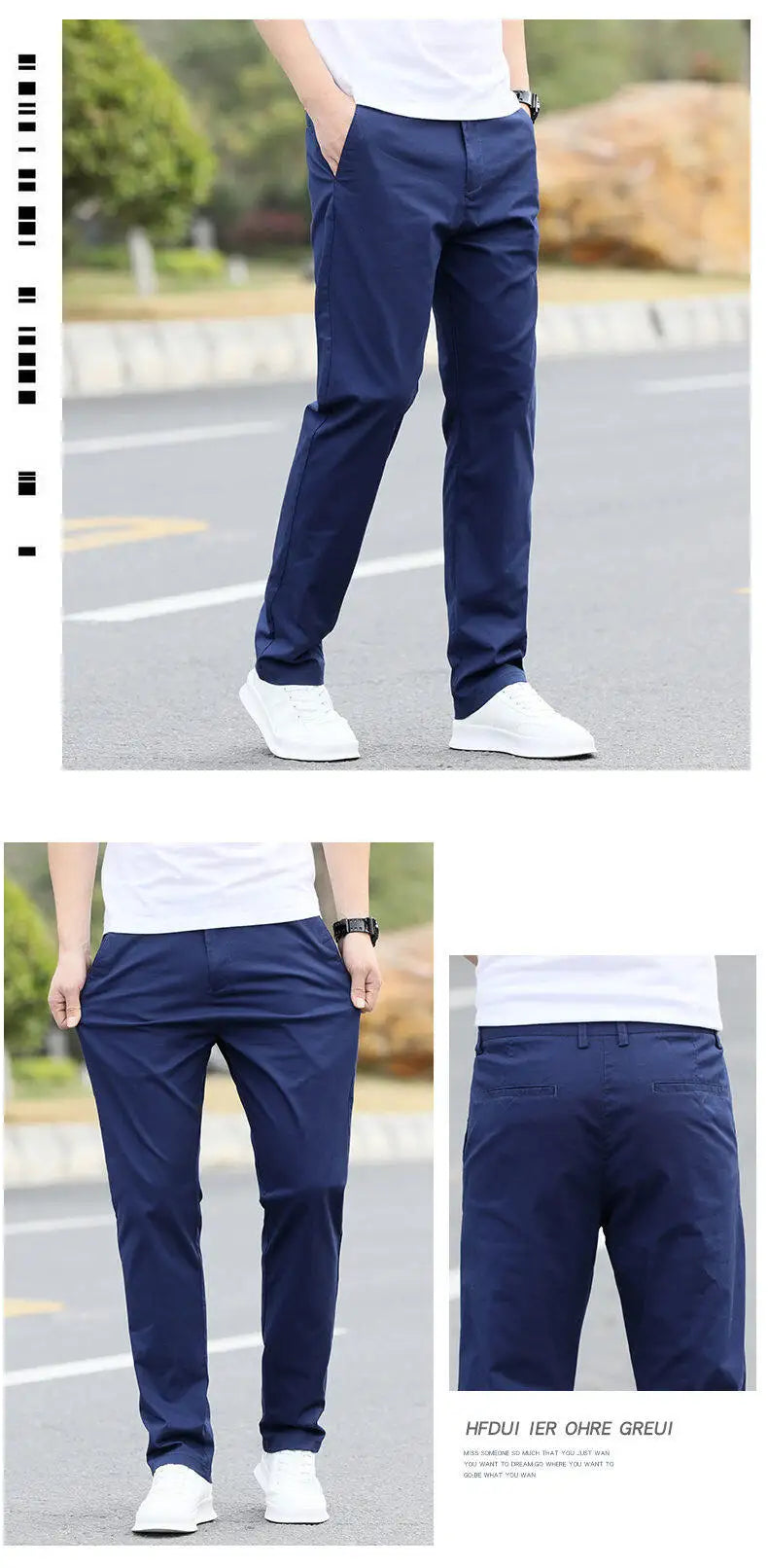 Men's High-Quality Chinos -Cotton Casual Trousers - Breathable Straight Pants (Sizes W28-w40)