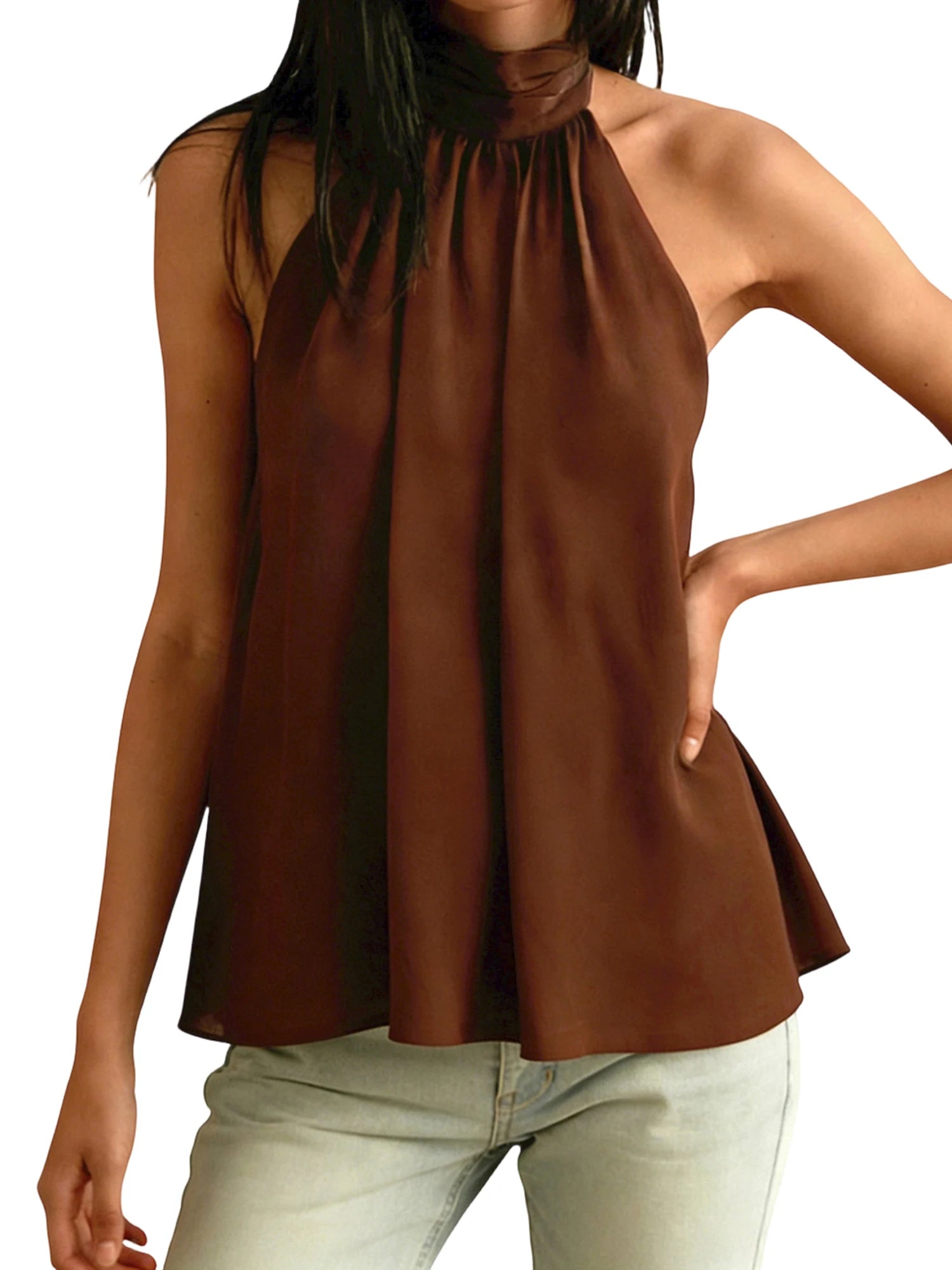 Women's Halter Tops Casual Loose Fit Stylish Solid Color Sleeveless Vest Suitable for Summer