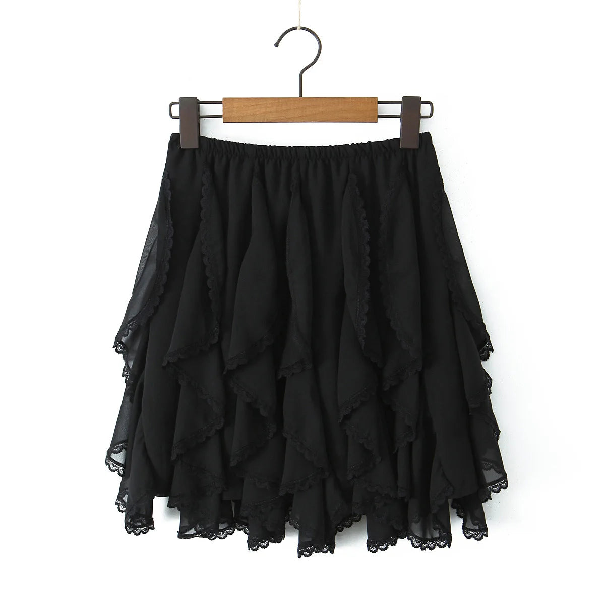 Summer Clothes Pleated Skirts Women Mini Skirts Luxury Designer Ruffle Skirts Elegant Japanese Y2k Black Lace Skirts Lace Trim