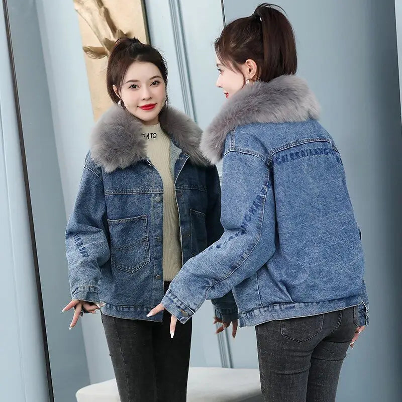 Coats Jean Jackets Women 2025 Winter Denim Jacket Designer Very Warm Latest Fashion High Quality Woman Coat Overcoat Cowgirl