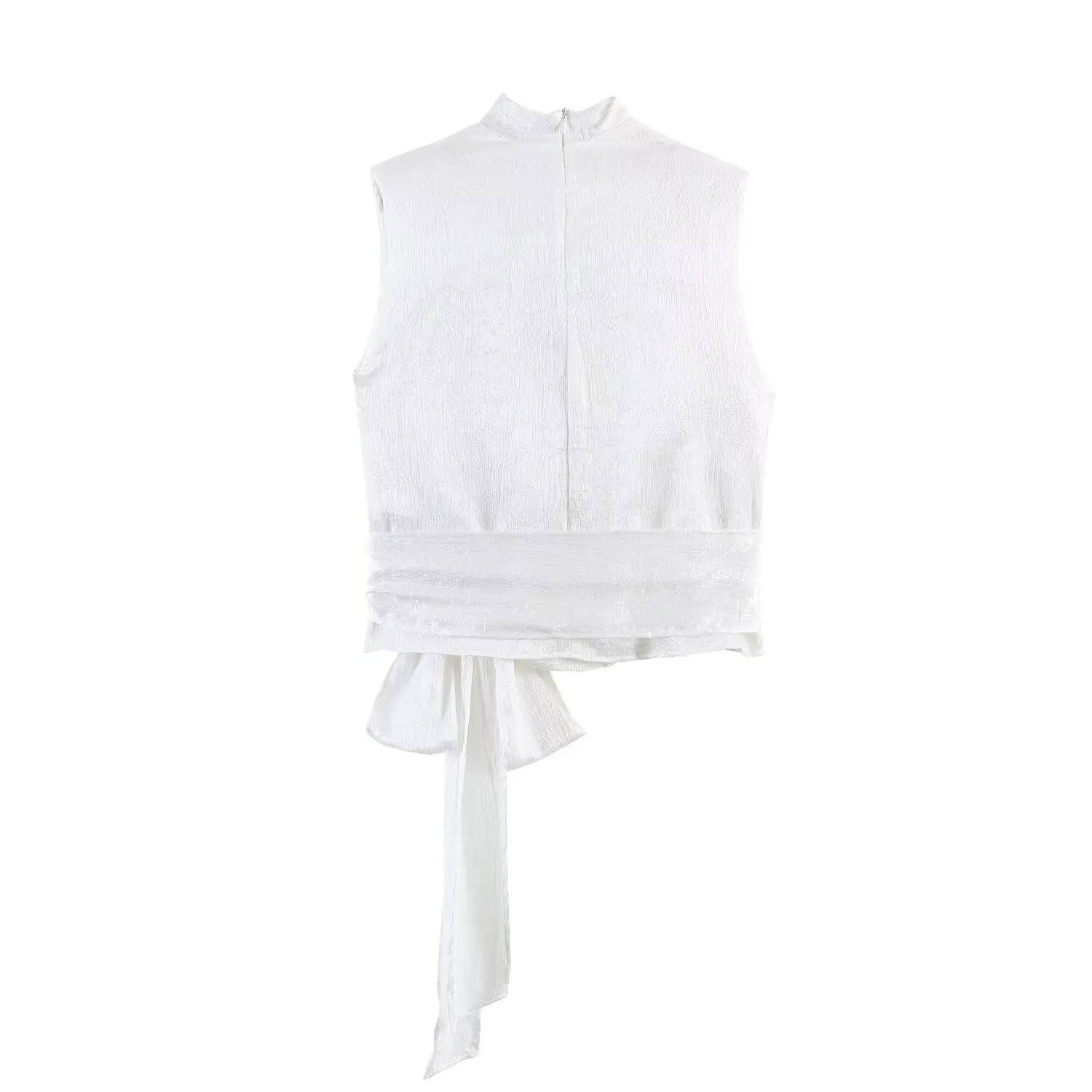 Women's Top 2026 Spring New Style Orange Sleeveless Satin Texture Long Ribbon Top Elegant and Stylish Unique Fashion Focus
