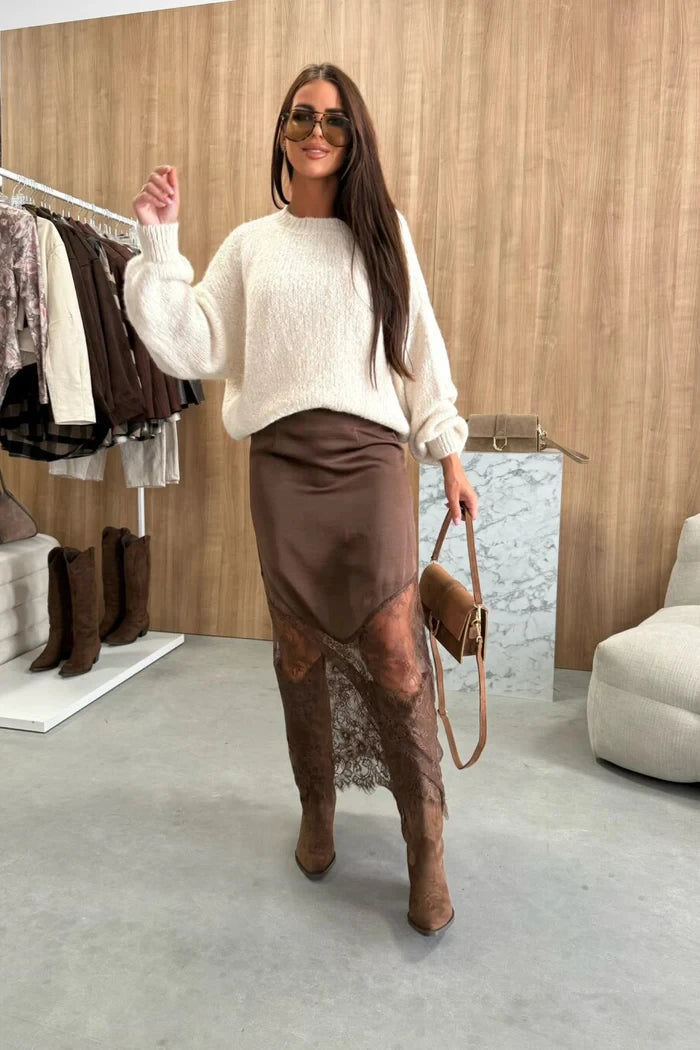 Patchwork Lace High Waist Maxi