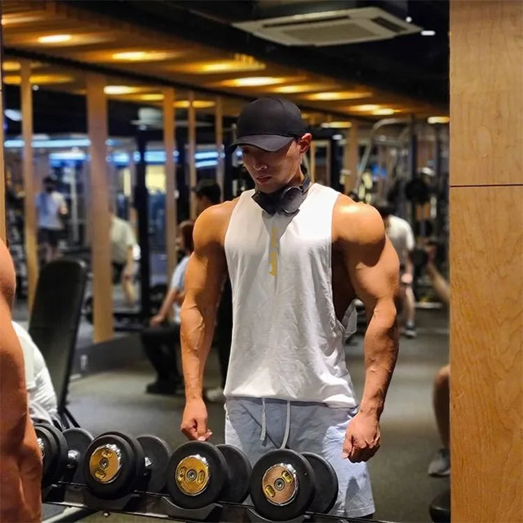 Men's Gym Clothing Summer Casual Tank Top Bodybuilding Sleeveless Shirt Sports Quick Dry Fitness Vest Workout Running Undershirt