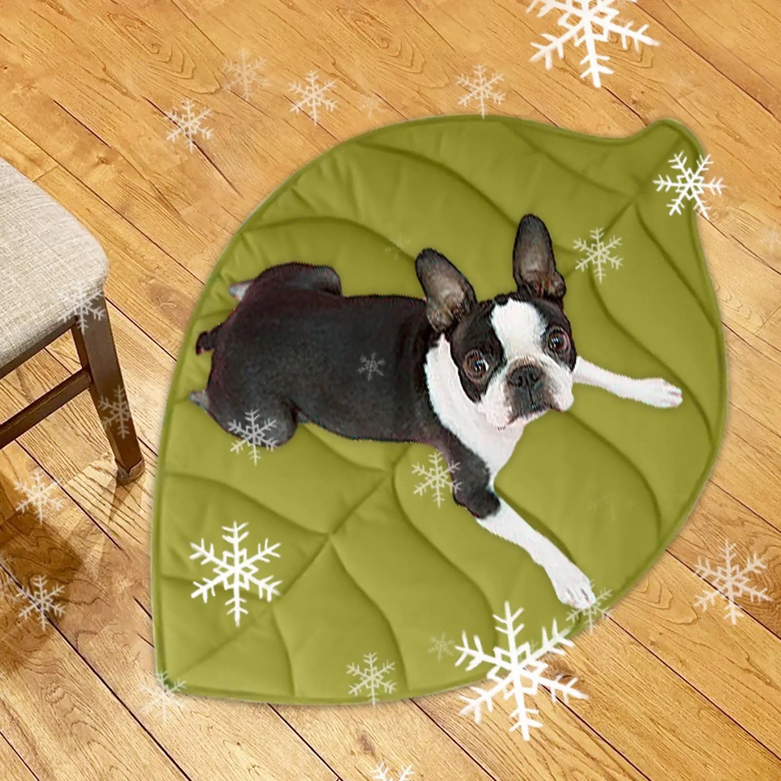 Leaves Shaped Pet Bed Reversible Soft Washable Non Slip Cushion For Cats Dogs Indoor Travel Camping Comfortable Cozy Cooling Mat