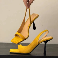 High Heels Women Sandals Luxury Elegant Heels Shoes Fashion Slippers New Square Toe Sexy Pumps Dress Party Female Slides