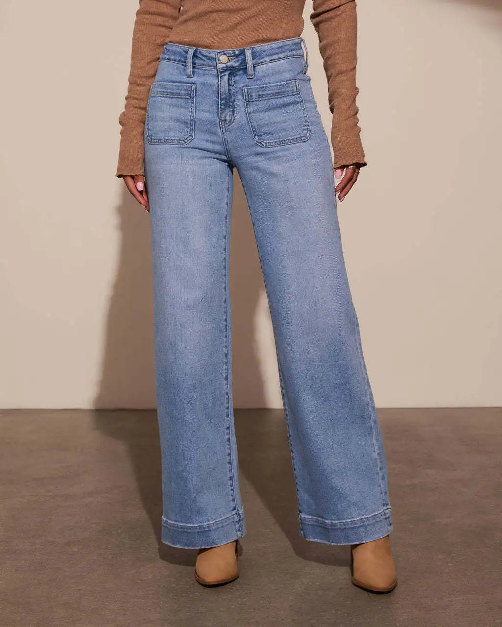 High Waist Retro Straight Jeans