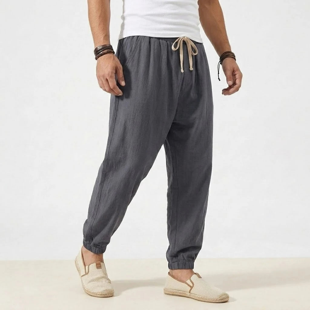 Men's Joggers Streetwear Casual Harem Pants Sport Large Sweatpants Korean Breathable Cotton Trousers Elastic Waist Long Pants